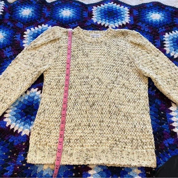 Calvin Klein structured knit sweater- marled cream white & grey - Picture 16 of 16